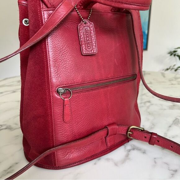 Coach Vintage Berkeley Convertible Backpack 9016 Red Leather and Suede Ruff Out main image 7